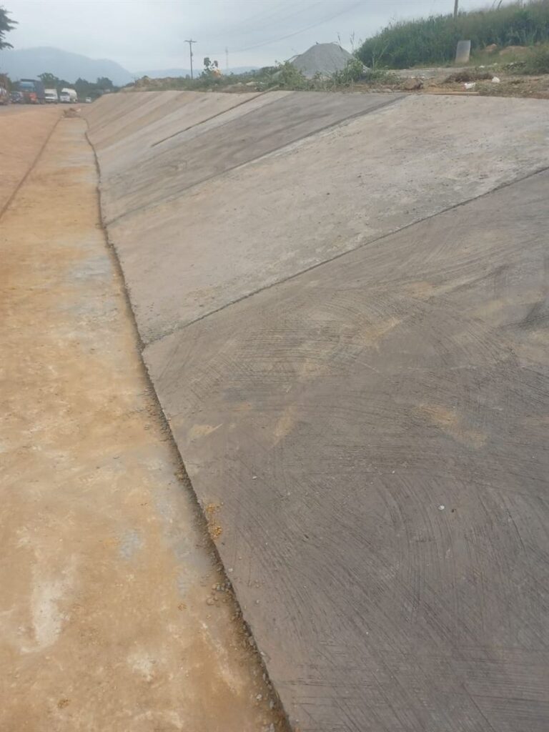 Concrete-lined drainage channel at Ankaase, Eastern Region