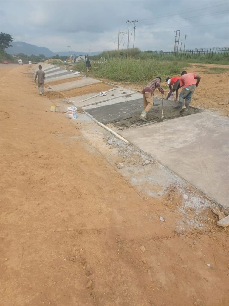 Stormwater drainage channel along the Accra-Kumasi Highway at Ankaase