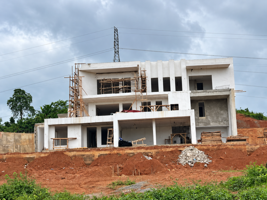 Residential building under construction in Ghana.